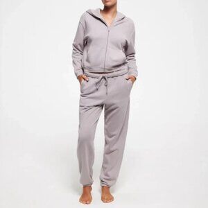 SKIMS Soft Lavender Zip Hoodie & Drawstring Joggers Set